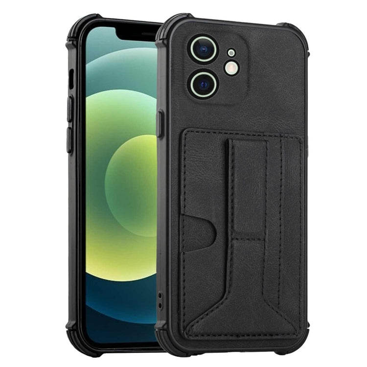 For iPhone 12 Dream PU+TPU Four-corner Shockproof Back Cover Case with Card Slots & Holder