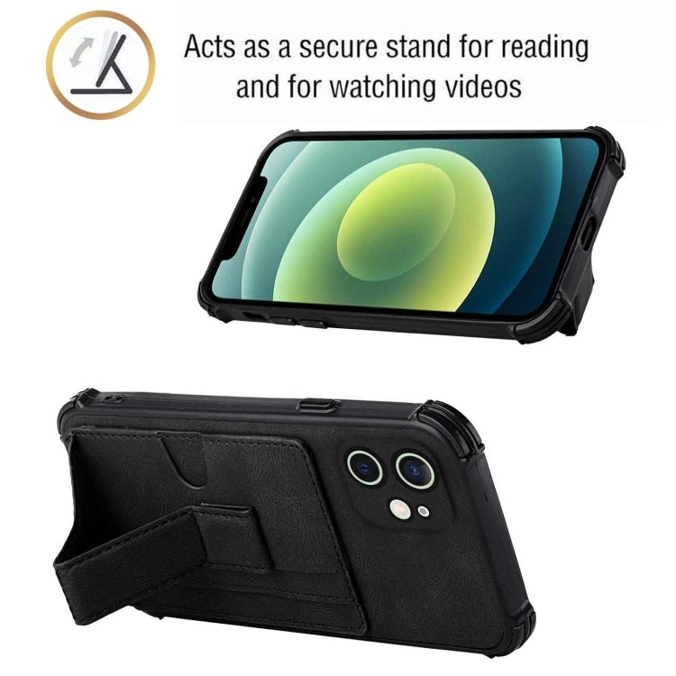 For iPhone 12 Dream PU+TPU Four-corner Shockproof Back Cover Case with Card Slots & Holder