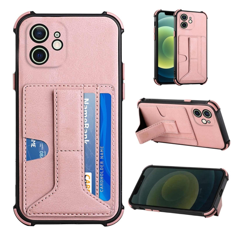 For iPhone 12 Dream PU+TPU Four-corner Shockproof Back Cover Case with Card Slots & Holder