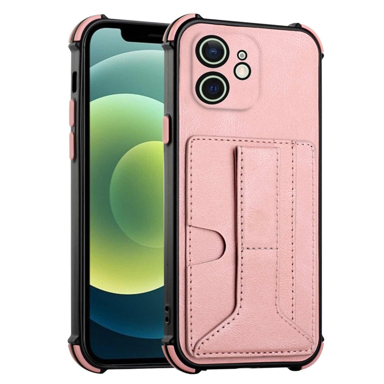 For iPhone 12 Dream PU+TPU Four-corner Shockproof Back Cover Case with Card Slots & Holder