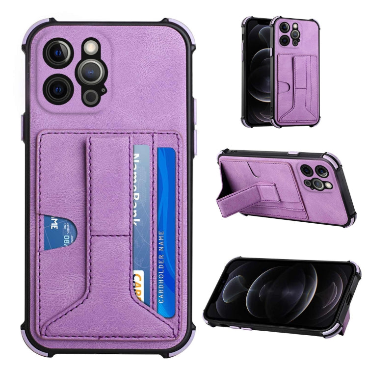 For iPhone 12 Pro Dream PU+TPU Four-corner Shockproof Back Cover Case with Card Slots & Holder