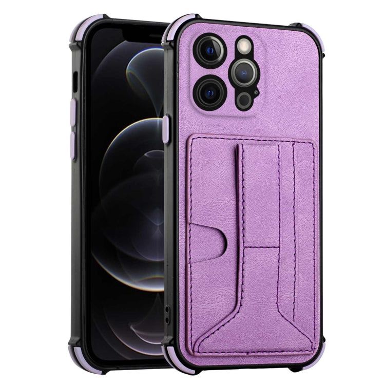 For iPhone 12 Pro Dream PU+TPU Four-corner Shockproof Back Cover Case with Card Slots & Holder