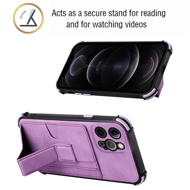 For iPhone 12 Pro Dream PU+TPU Four-corner Shockproof Back Cover Case with Card Slots & Holder