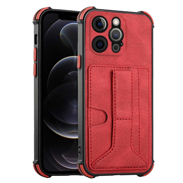 For iPhone 12 Pro Dream PU+TPU Four-corner Shockproof Back Cover Case with Card Slots & Holder