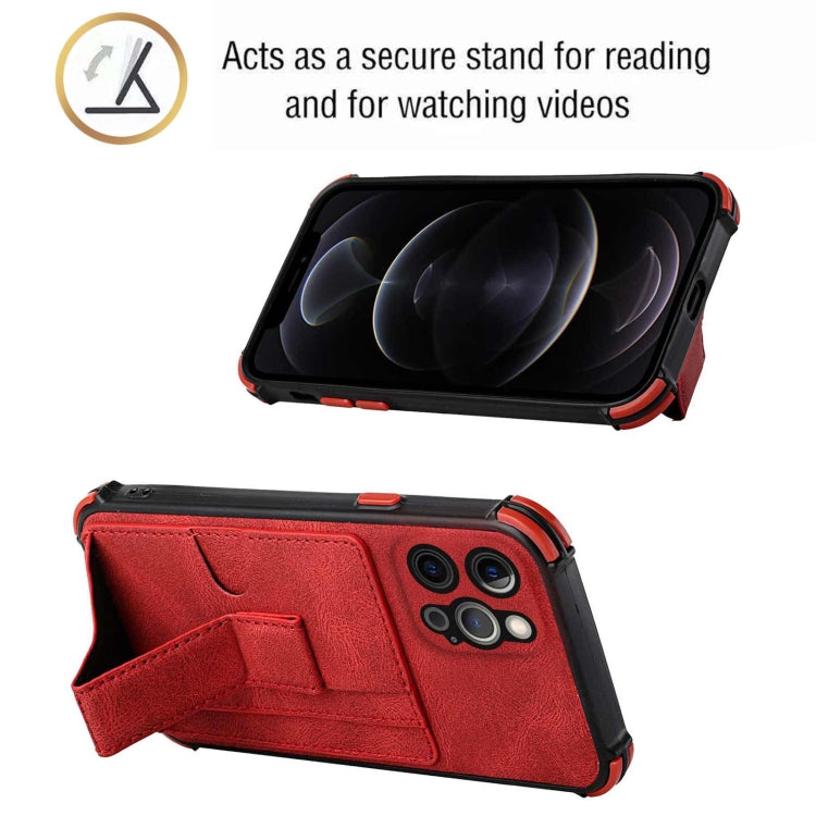 For iPhone 12 Pro Dream PU+TPU Four-corner Shockproof Back Cover Case with Card Slots & Holder