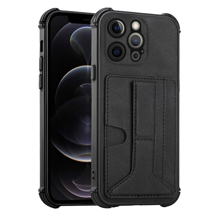 For iPhone 12 Pro Dream PU+TPU Four-corner Shockproof Back Cover Case with Card Slots & Holder