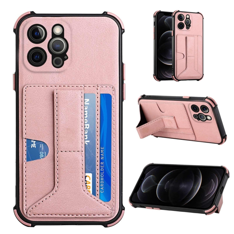 For iPhone 12 Pro Dream PU+TPU Four-corner Shockproof Back Cover Case with Card Slots & Holder