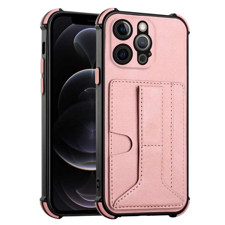 For iPhone 12 Pro Dream PU+TPU Four-corner Shockproof Back Cover Case with Card Slots & Holder