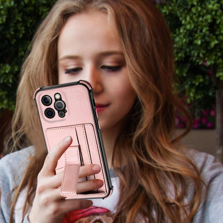 For iPhone 12 Pro Dream PU+TPU Four-corner Shockproof Back Cover Case with Card Slots & Holder