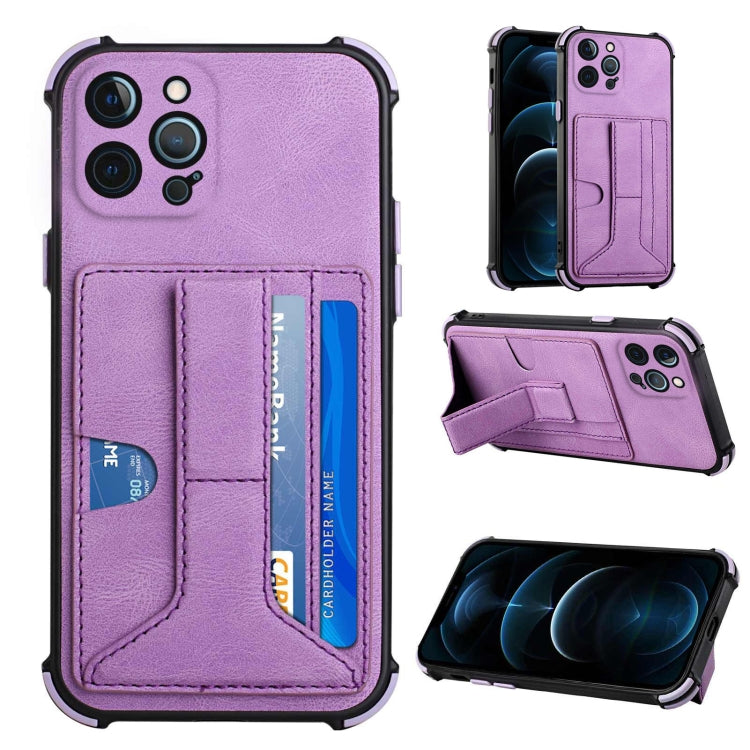 For iPhone 12 Pro Max Dream PU+TPU Four-corner Shockproof Back Cover Case with Card Slots & Holder