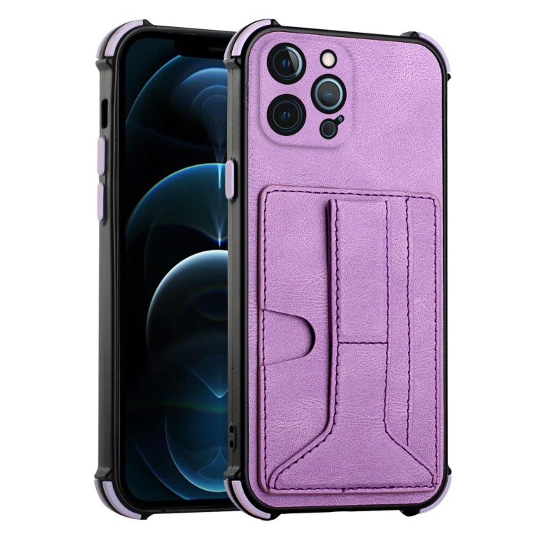 For iPhone 12 Pro Max Dream PU+TPU Four-corner Shockproof Back Cover Case with Card Slots & Holder