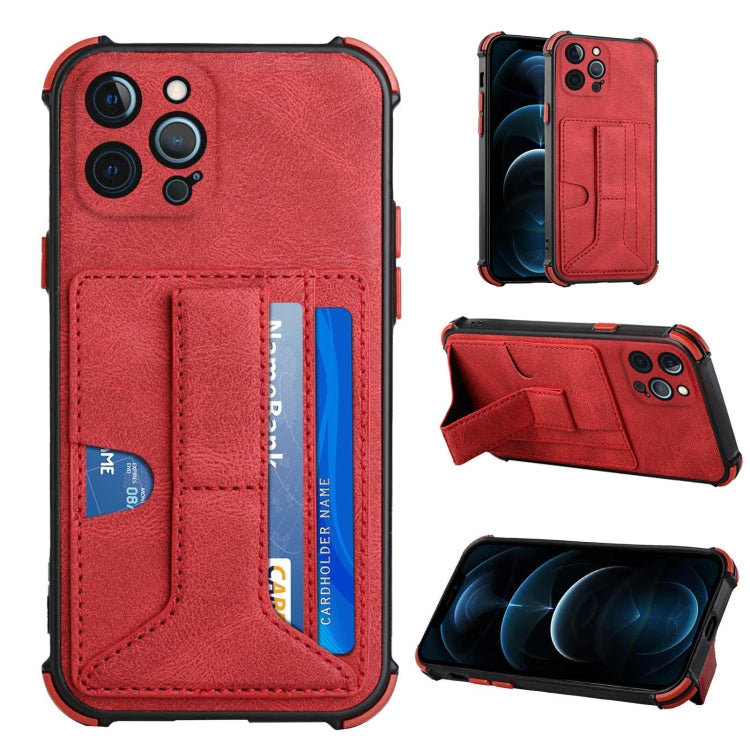 For iPhone 12 Pro Max Dream PU+TPU Four-corner Shockproof Back Cover Case with Card Slots & Holder