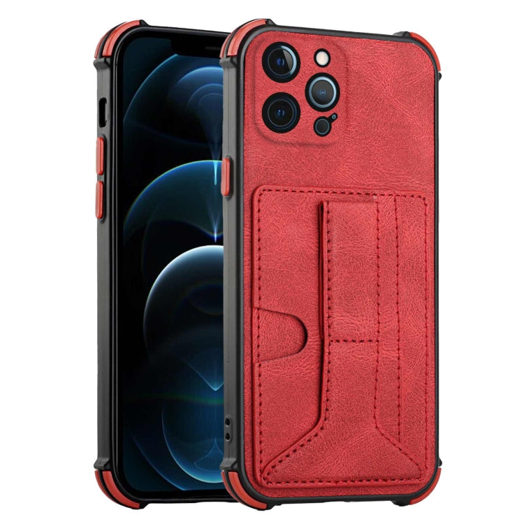 For iPhone 12 Pro Max Dream PU+TPU Four-corner Shockproof Back Cover Case with Card Slots & Holder