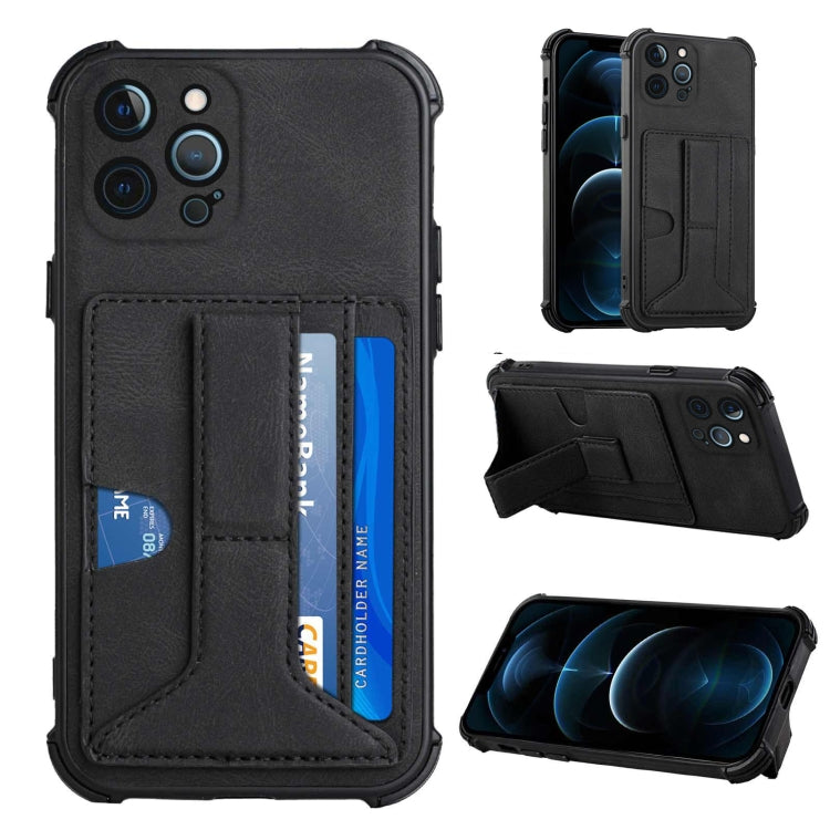 For iPhone 12 Pro Max Dream PU+TPU Four-corner Shockproof Back Cover Case with Card Slots & Holder