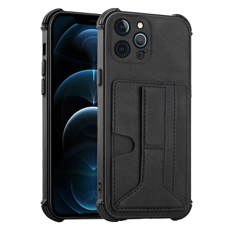 For iPhone 12 Pro Max Dream PU+TPU Four-corner Shockproof Back Cover Case with Card Slots & Holder
