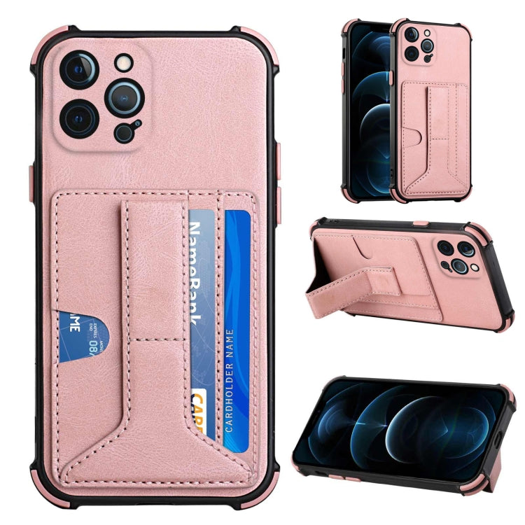 For iPhone 12 Pro Max Dream PU+TPU Four-corner Shockproof Back Cover Case with Card Slots & Holder