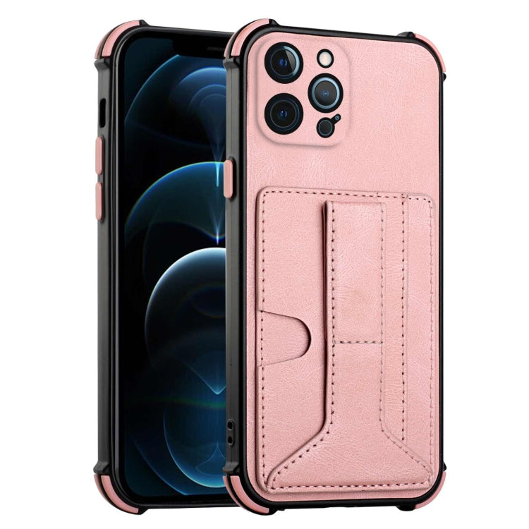 For iPhone 12 Pro Max Dream PU+TPU Four-corner Shockproof Back Cover Case with Card Slots & Holder