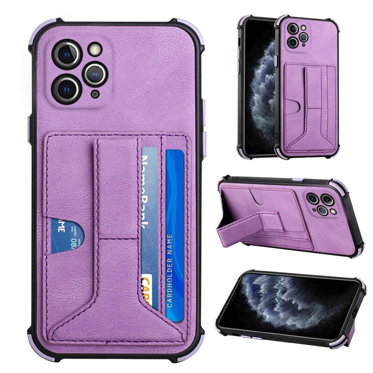 For iPhone 11 Pro Max Dream PU+TPU Four-corner Shockproof Back Cover Case with Card Slots & Holder