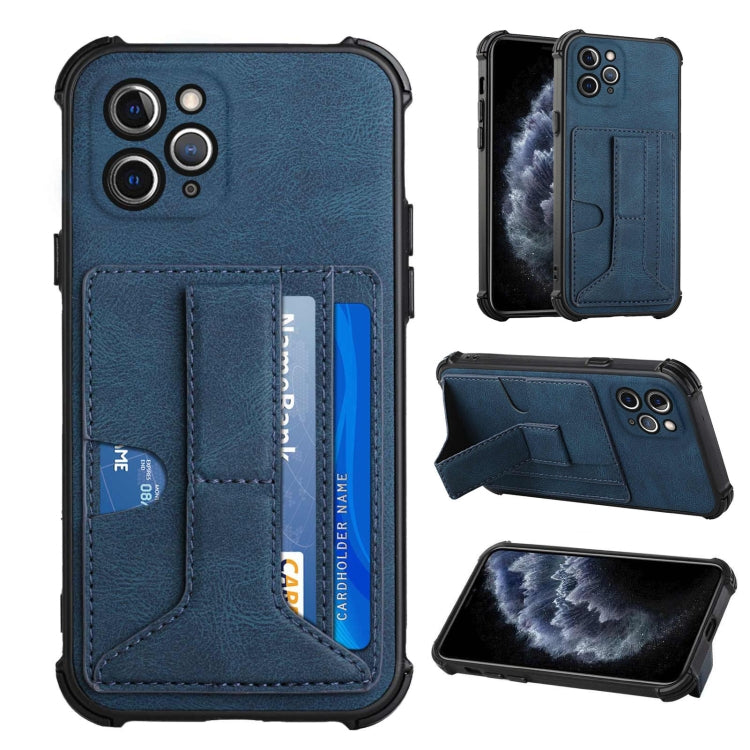 For iPhone 11 Pro Max Dream PU+TPU Four-corner Shockproof Back Cover Case with Card Slots & Holder