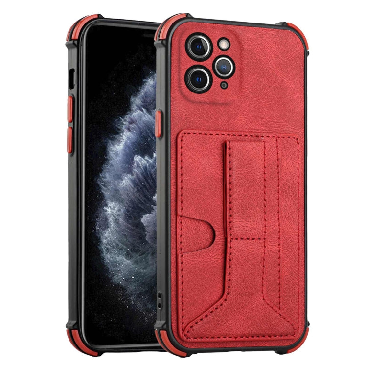 For iPhone 11 Pro Max Dream PU+TPU Four-corner Shockproof Back Cover Case with Card Slots & Holder