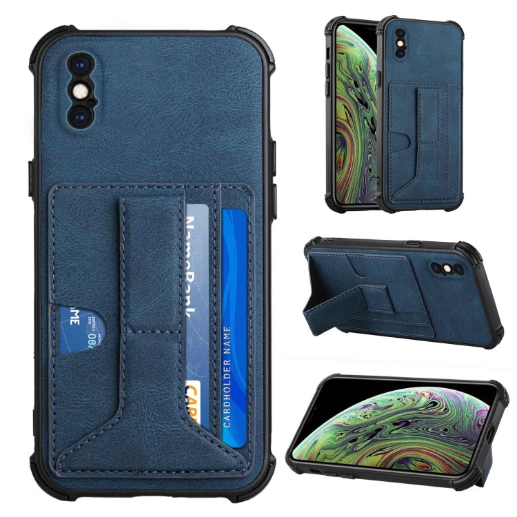 For iPhone X / XS Dream PU+TPU Four-corner Shockproof Back Cover Case with Card Slots & Holder