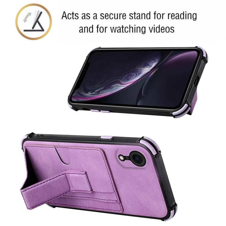 For iPhone XR Dream PU+TPU Four-corner Shockproof Back Cover Case with Card Slots & Holder