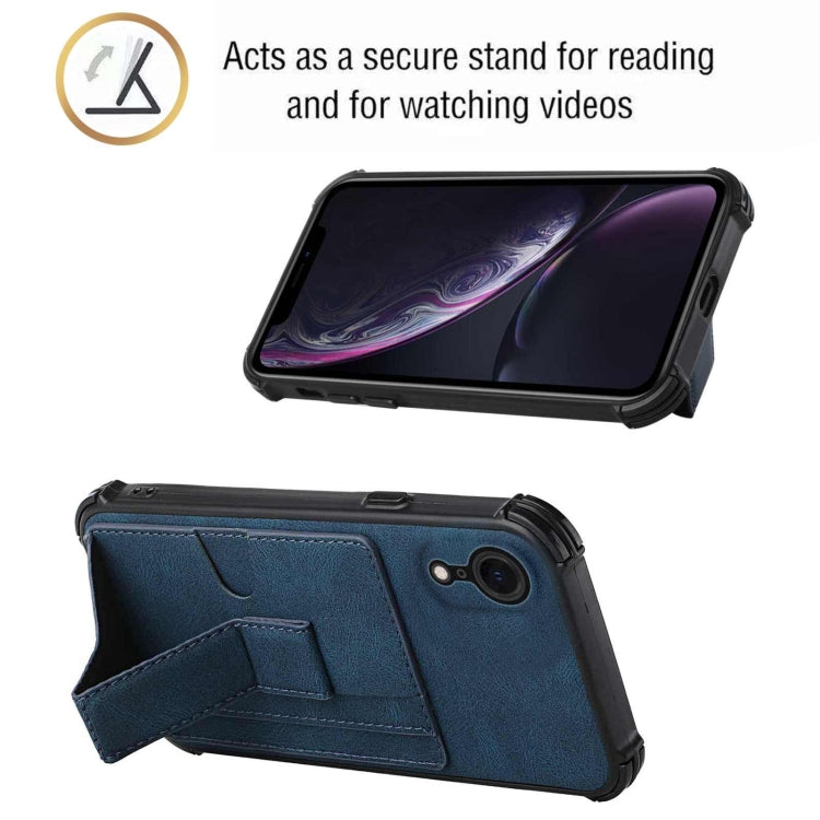 For iPhone XR Dream PU+TPU Four-corner Shockproof Back Cover Case with Card Slots & Holder