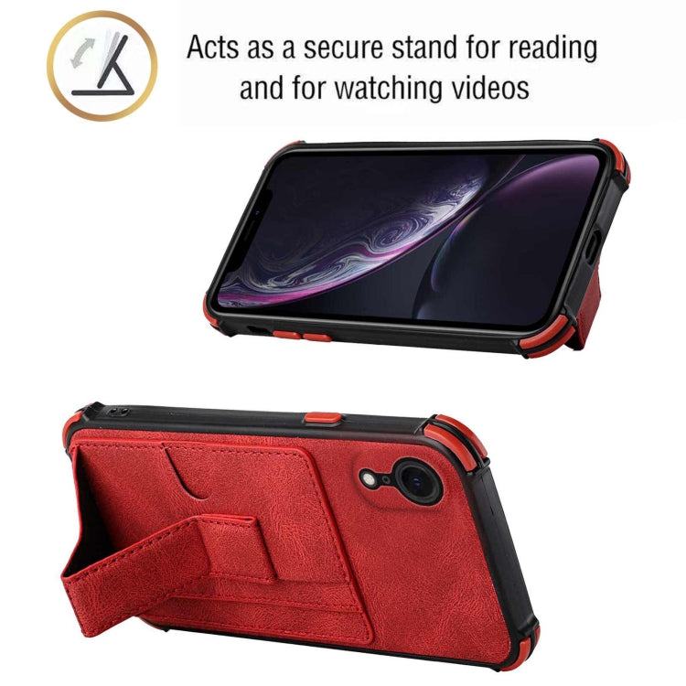 For iPhone XR Dream PU+TPU Four-corner Shockproof Back Cover Case with Card Slots & Holder