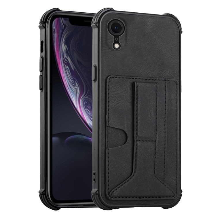 For iPhone XR Dream PU+TPU Four-corner Shockproof Back Cover Case with Card Slots & Holder