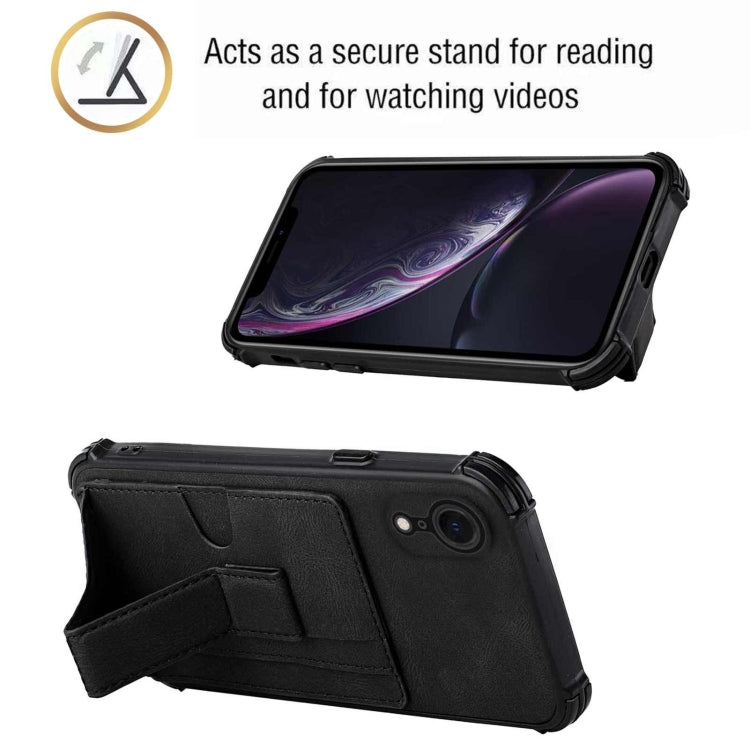 For iPhone XR Dream PU+TPU Four-corner Shockproof Back Cover Case with Card Slots & Holder