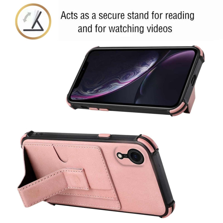 For iPhone XR Dream PU+TPU Four-corner Shockproof Back Cover Case with Card Slots & Holder