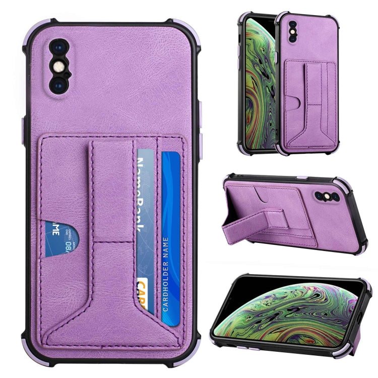 For iPhone XS Max Dream PU+TPU Four-corner Shockproof Back Cover Case with Card Slots & Holder