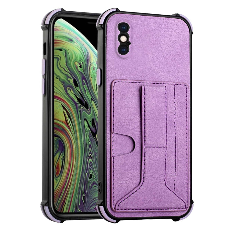 For iPhone XS Max Dream PU+TPU Four-corner Shockproof Back Cover Case with Card Slots & Holder