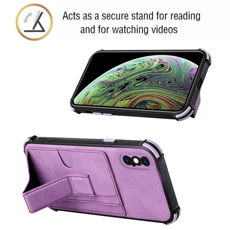 For iPhone XS Max Dream PU+TPU Four-corner Shockproof Back Cover Case with Card Slots & Holder