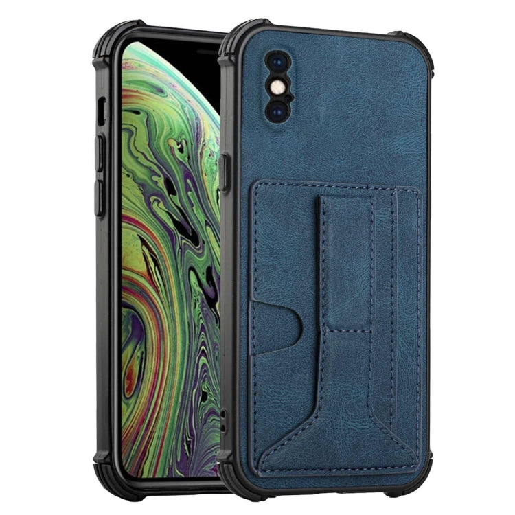 For iPhone XS Max Dream PU+TPU Four-corner Shockproof Back Cover Case with Card Slots & Holder