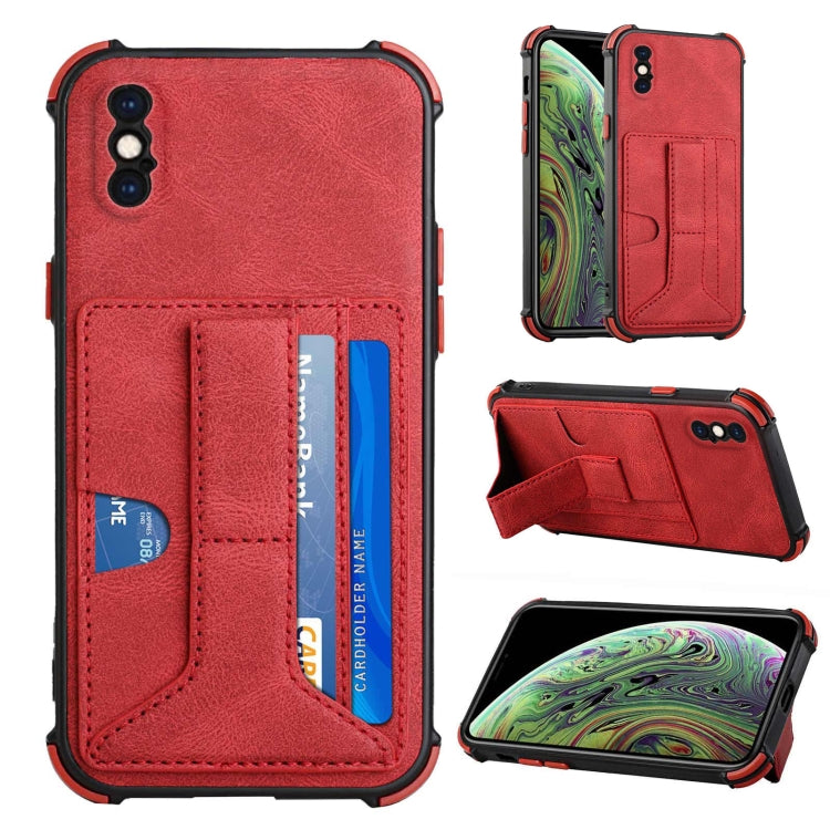 For iPhone XS Max Dream PU+TPU Four-corner Shockproof Back Cover Case with Card Slots & Holder