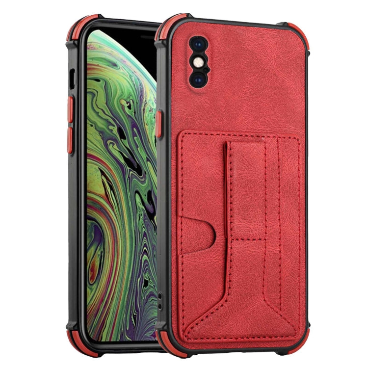 For iPhone XS Max Dream PU+TPU Four-corner Shockproof Back Cover Case with Card Slots & Holder