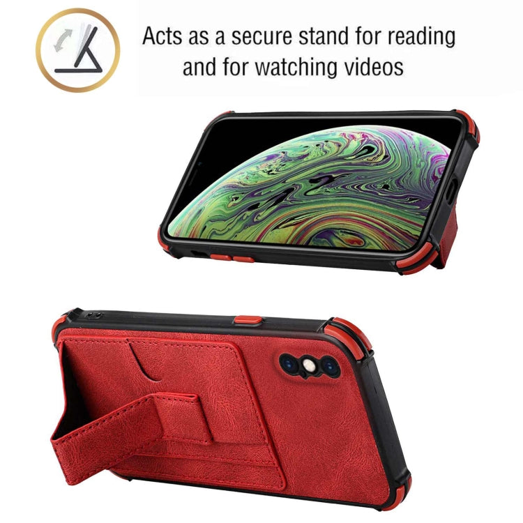 For iPhone XS Max Dream PU+TPU Four-corner Shockproof Back Cover Case with Card Slots & Holder