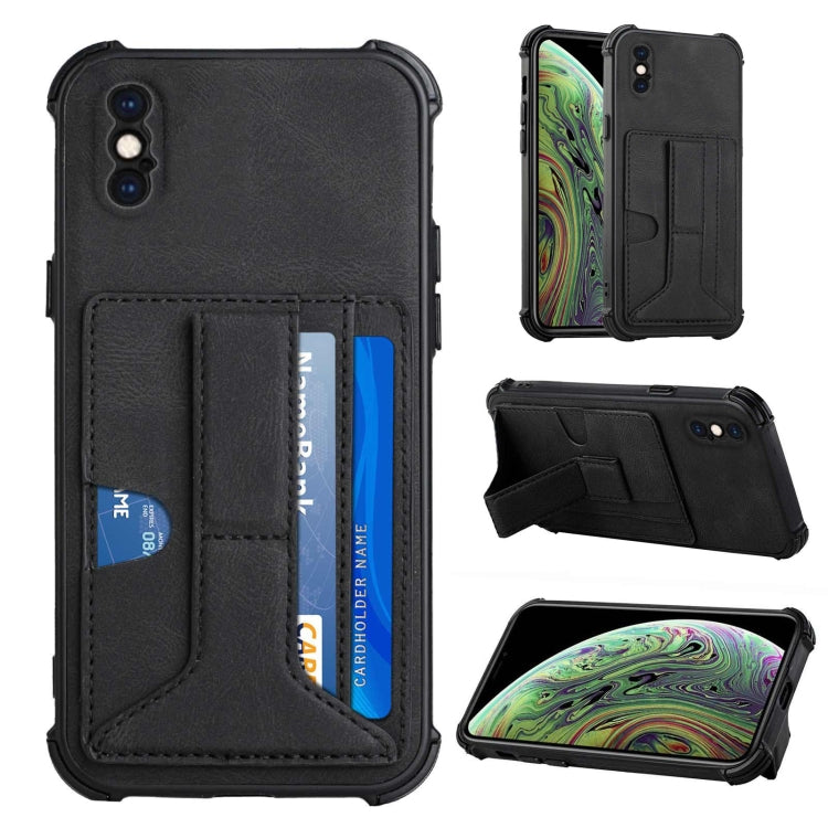 For iPhone XS Max Dream PU+TPU Four-corner Shockproof Back Cover Case with Card Slots & Holder