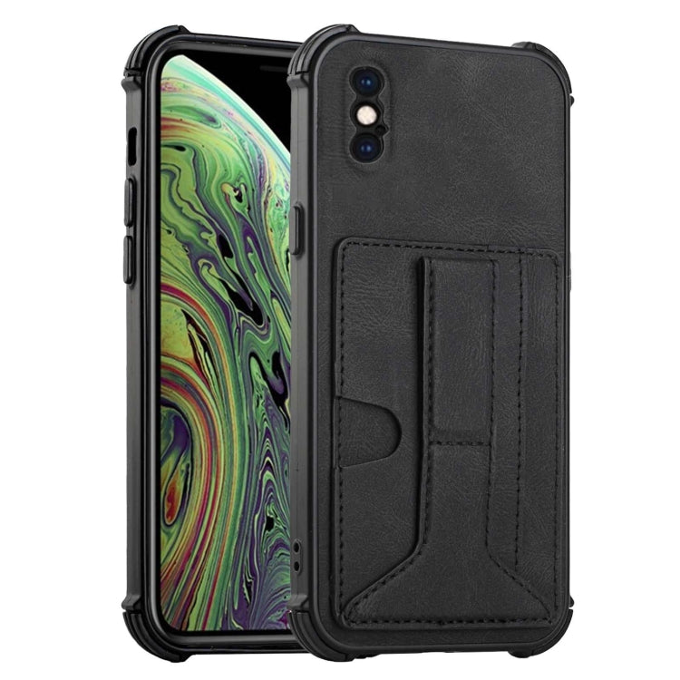 For iPhone XS Max Dream PU+TPU Four-corner Shockproof Back Cover Case with Card Slots & Holder