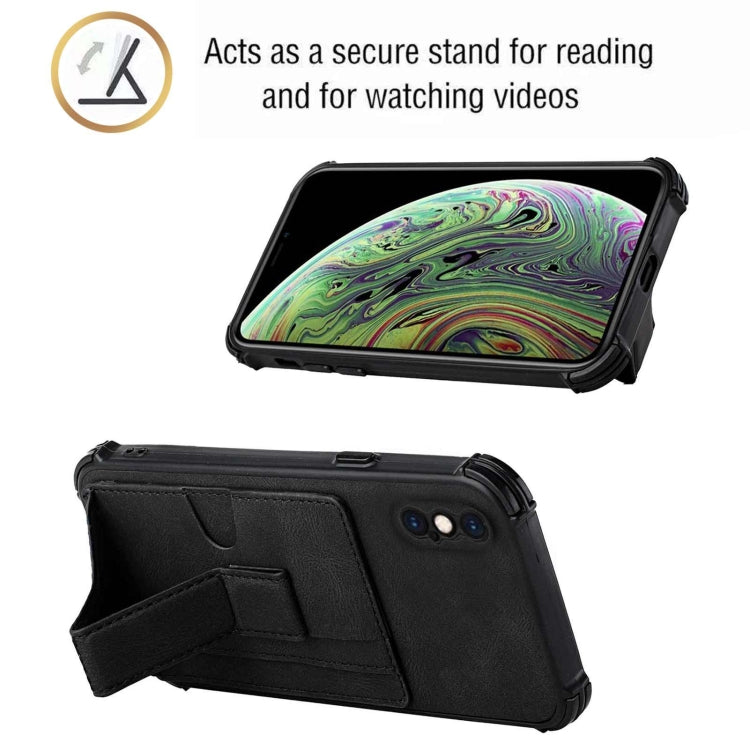 For iPhone XS Max Dream PU+TPU Four-corner Shockproof Back Cover Case with Card Slots & Holder