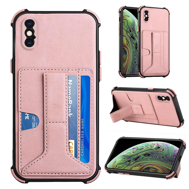 For iPhone XS Max Dream PU+TPU Four-corner Shockproof Back Cover Case with Card Slots & Holder