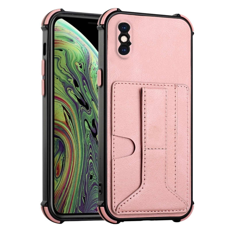 For iPhone XS Max Dream PU+TPU Four-corner Shockproof Back Cover Case with Card Slots & Holder