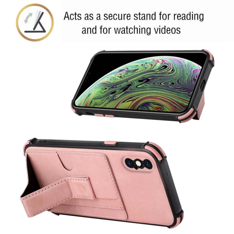 For iPhone XS Max Dream PU+TPU Four-corner Shockproof Back Cover Case with Card Slots & Holder