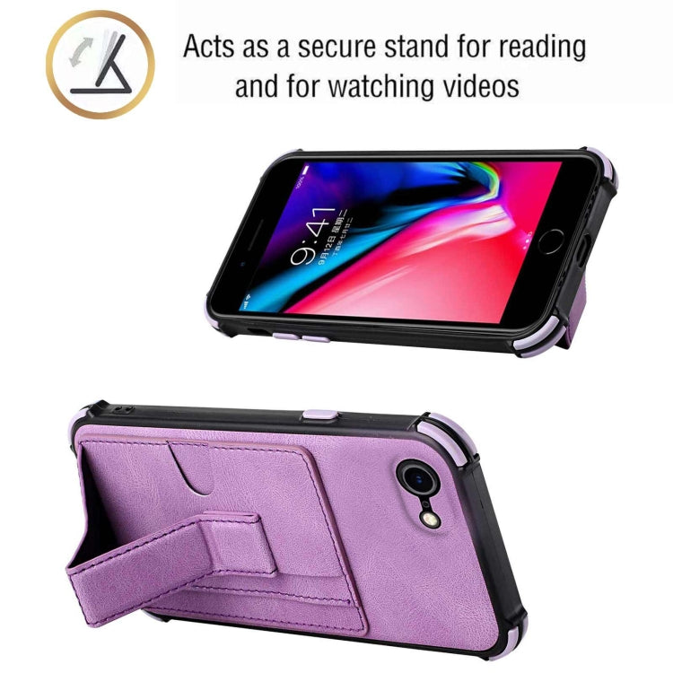For iPhone SE 2022 / SE 2020 / 8 / 7 Dream PU+TPU Four-corner Shockproof Back Cover Case with Card Slots & Holder