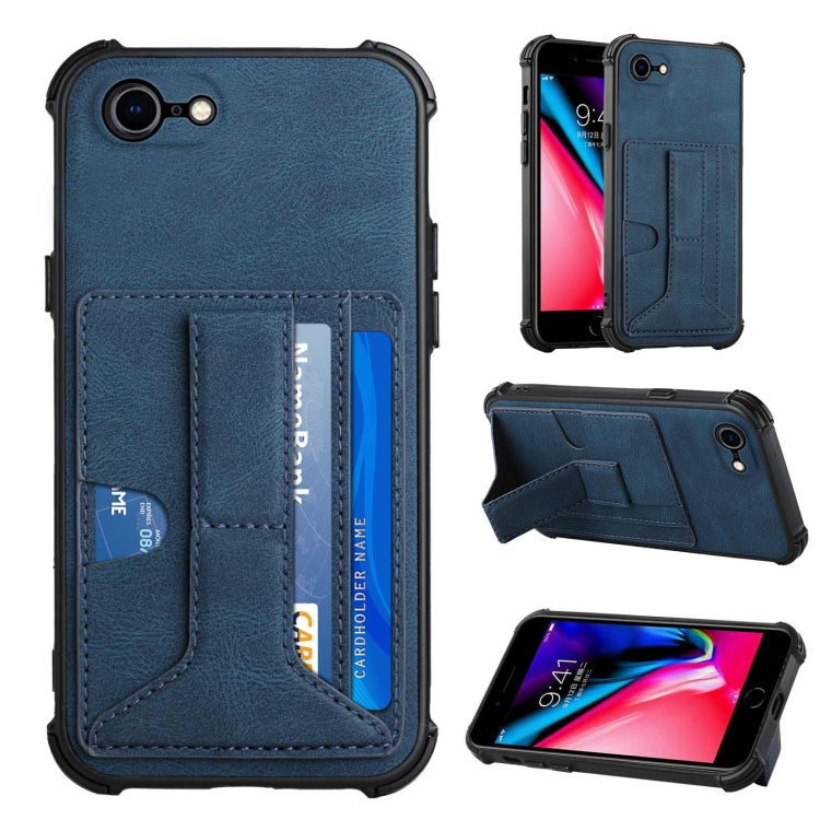 For iPhone SE 2022 / SE 2020 / 8 / 7 Dream PU+TPU Four-corner Shockproof Back Cover Case with Card Slots & Holder