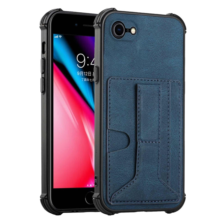 For iPhone SE 2022 / SE 2020 / 8 / 7 Dream PU+TPU Four-corner Shockproof Back Cover Case with Card Slots & Holder