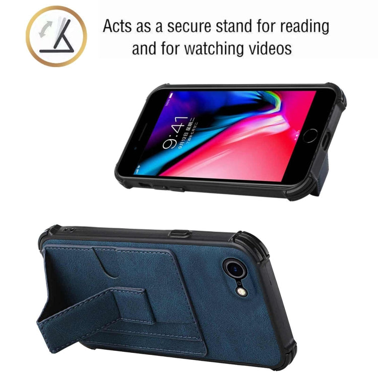 For iPhone SE 2022 / SE 2020 / 8 / 7 Dream PU+TPU Four-corner Shockproof Back Cover Case with Card Slots & Holder