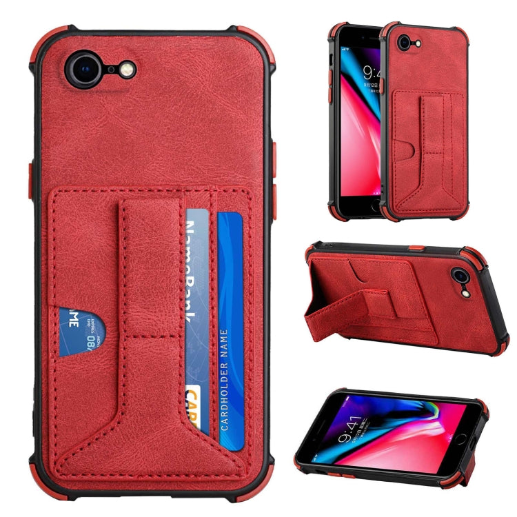 For iPhone SE 2022 / SE 2020 / 8 / 7 Dream PU+TPU Four-corner Shockproof Back Cover Case with Card Slots & Holder