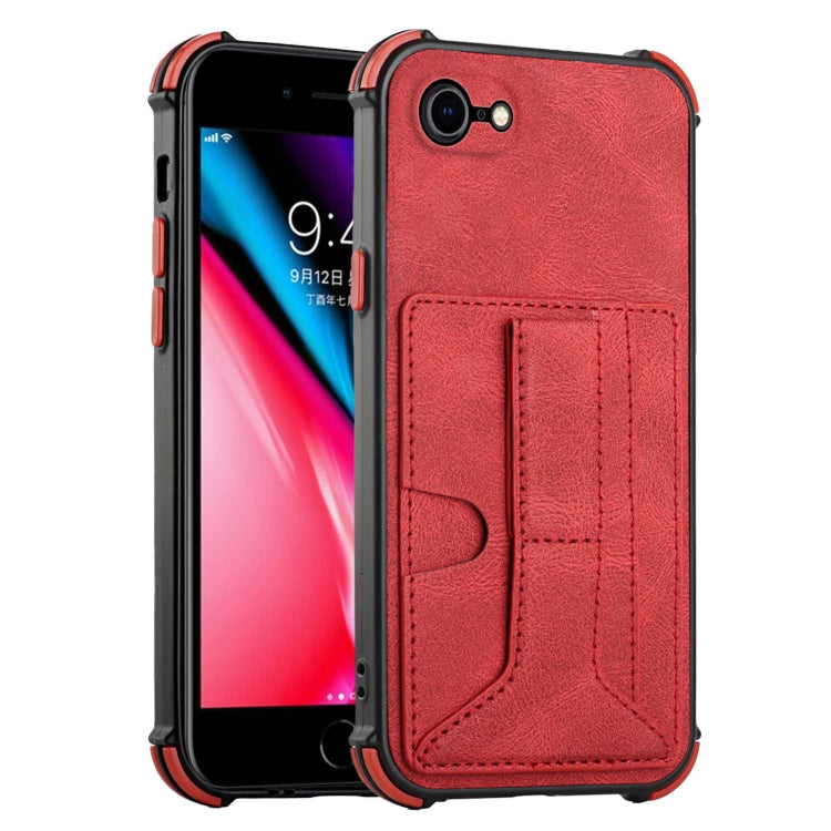 For iPhone SE 2022 / SE 2020 / 8 / 7 Dream PU+TPU Four-corner Shockproof Back Cover Case with Card Slots & Holder